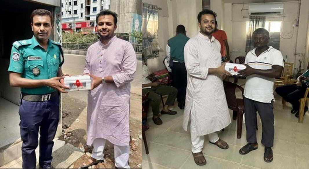 ট্রাফিক পুলিশ বক্সে প্রাথমিক চিকিৎসা সুবিধার জন্য ফার্স্ট এইড বক্স দিয়েছে ছাত্রদল